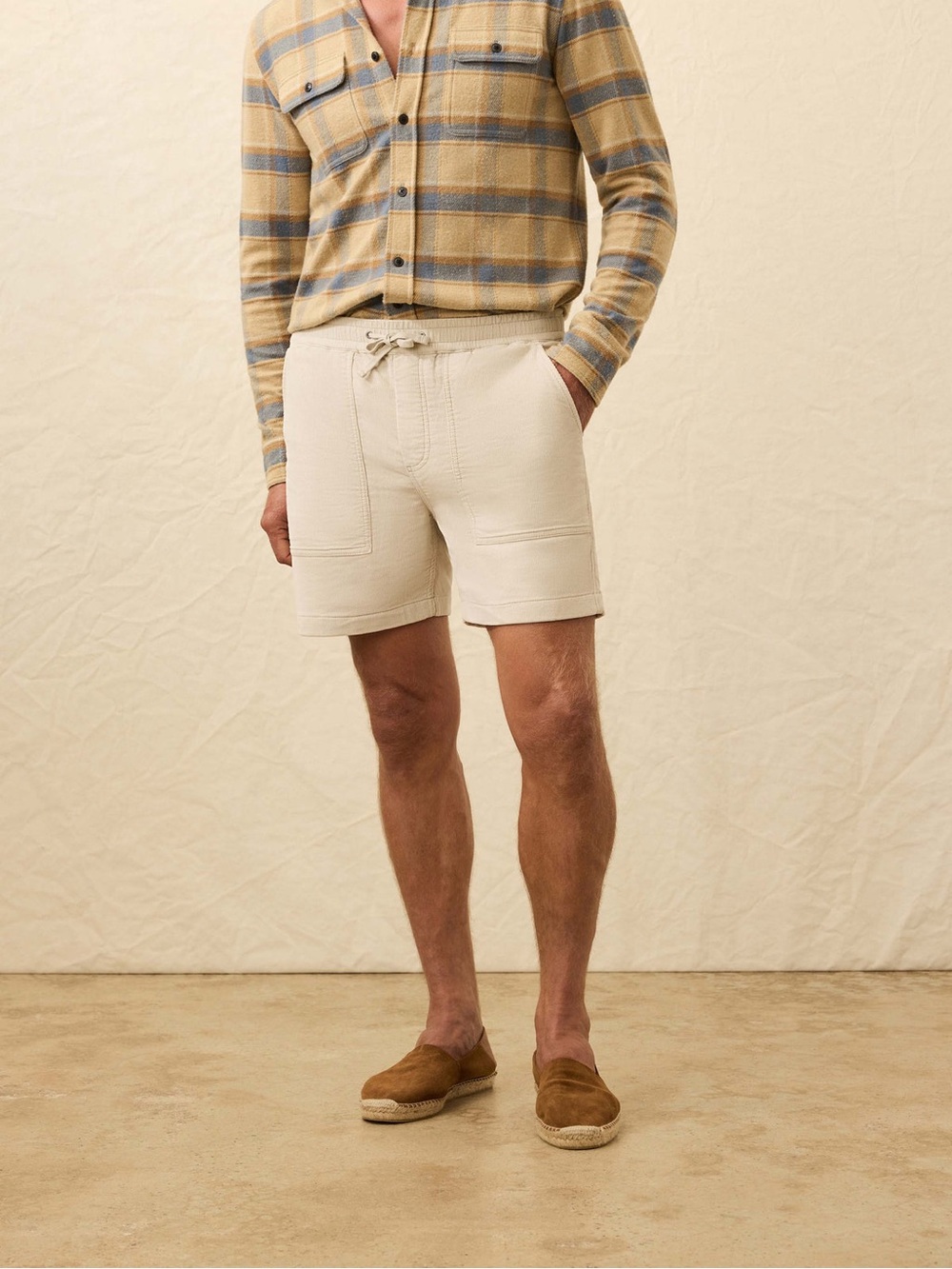 Faherty Corduroy Drawstring Utility Short - Plaza Stone Size XL